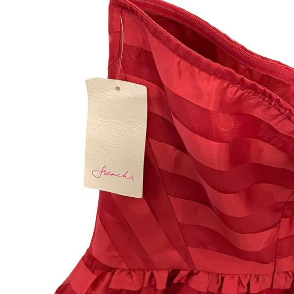 Frenchi Strapless Red Striped Strapless Cocktail Party Dress Size 3 NEW - Picture 5 of 7